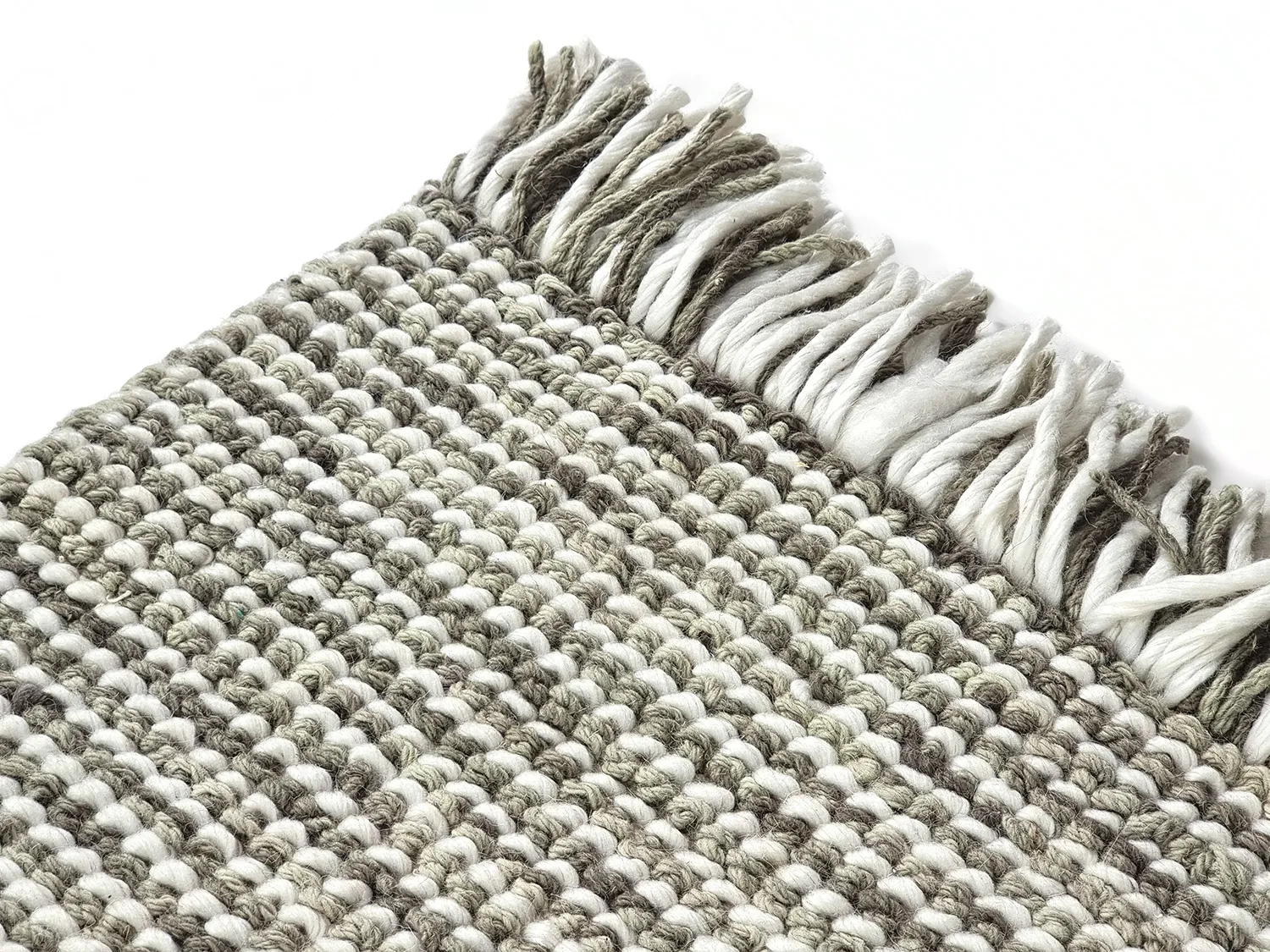 Uldtæppe - Plockton (grå/hvid/grøn)