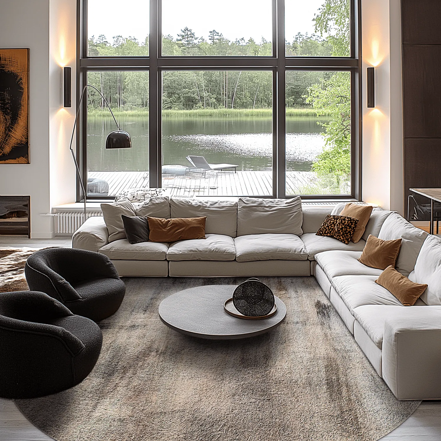 Rundt tæppe - Polia (grå/brun)