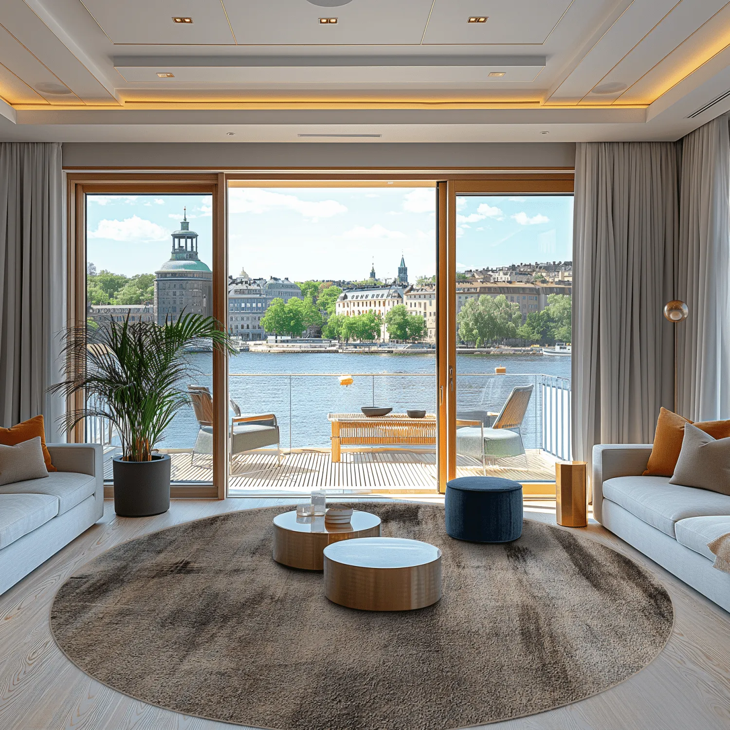 Rundt tæppe - Polia (grå/brun)