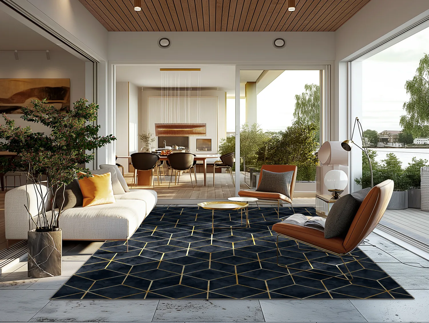 Wilton-tæppe - Remy (mørkeblå)