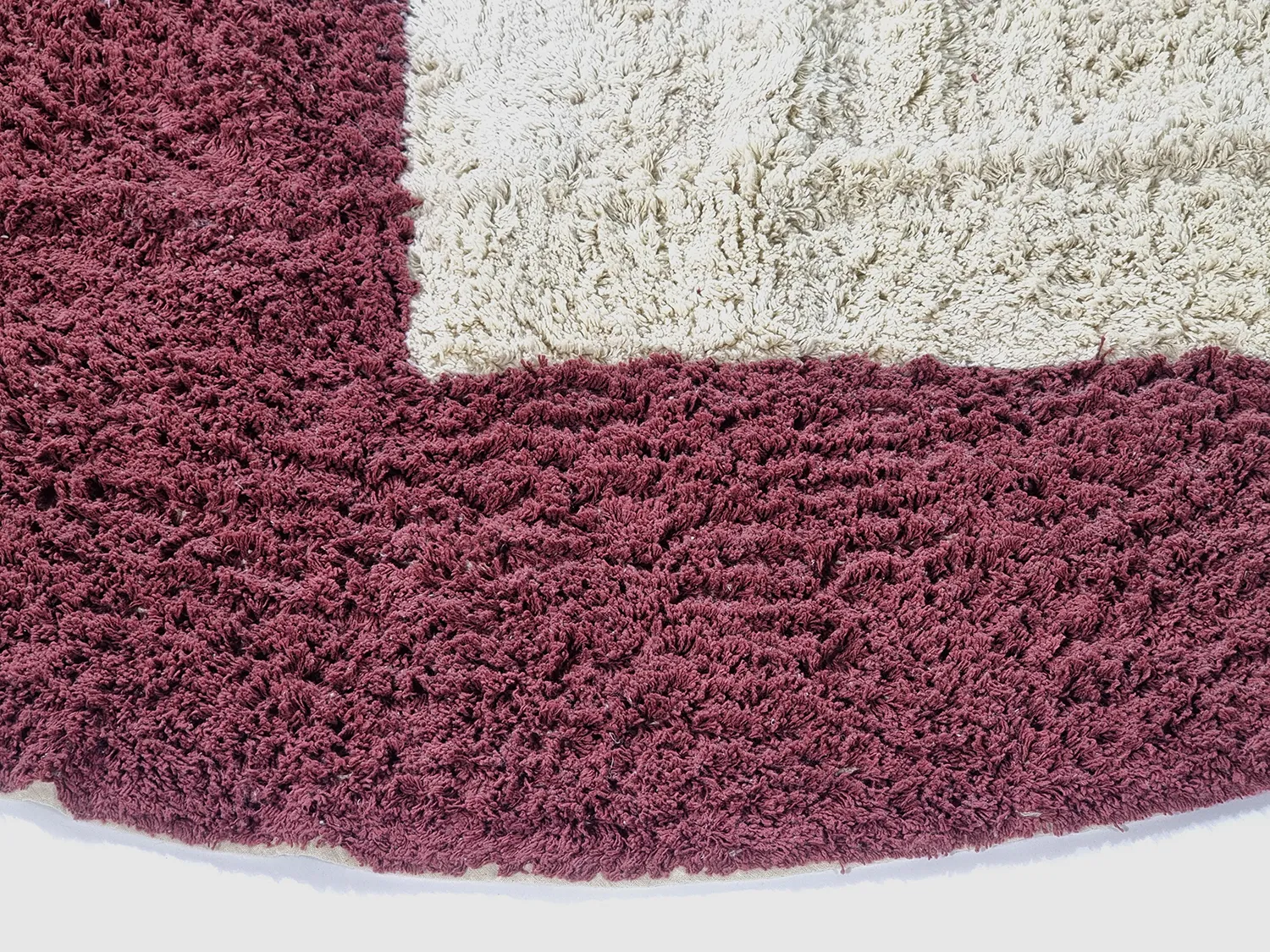 Runde tæpper - Ricco Natural Cotton Shaggy (offwhite/bordeaux)