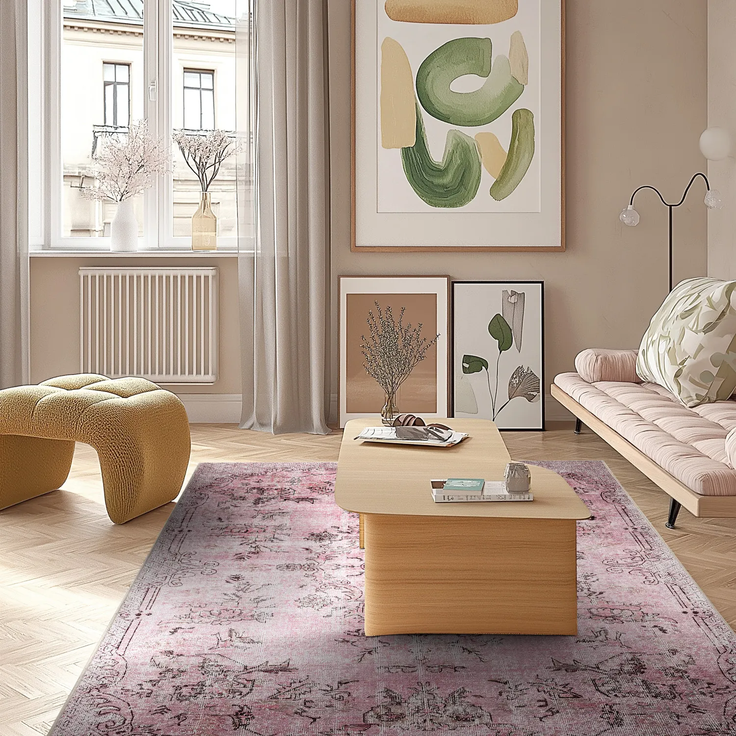 Wilton-tæppe - Rosalie (lyserød)