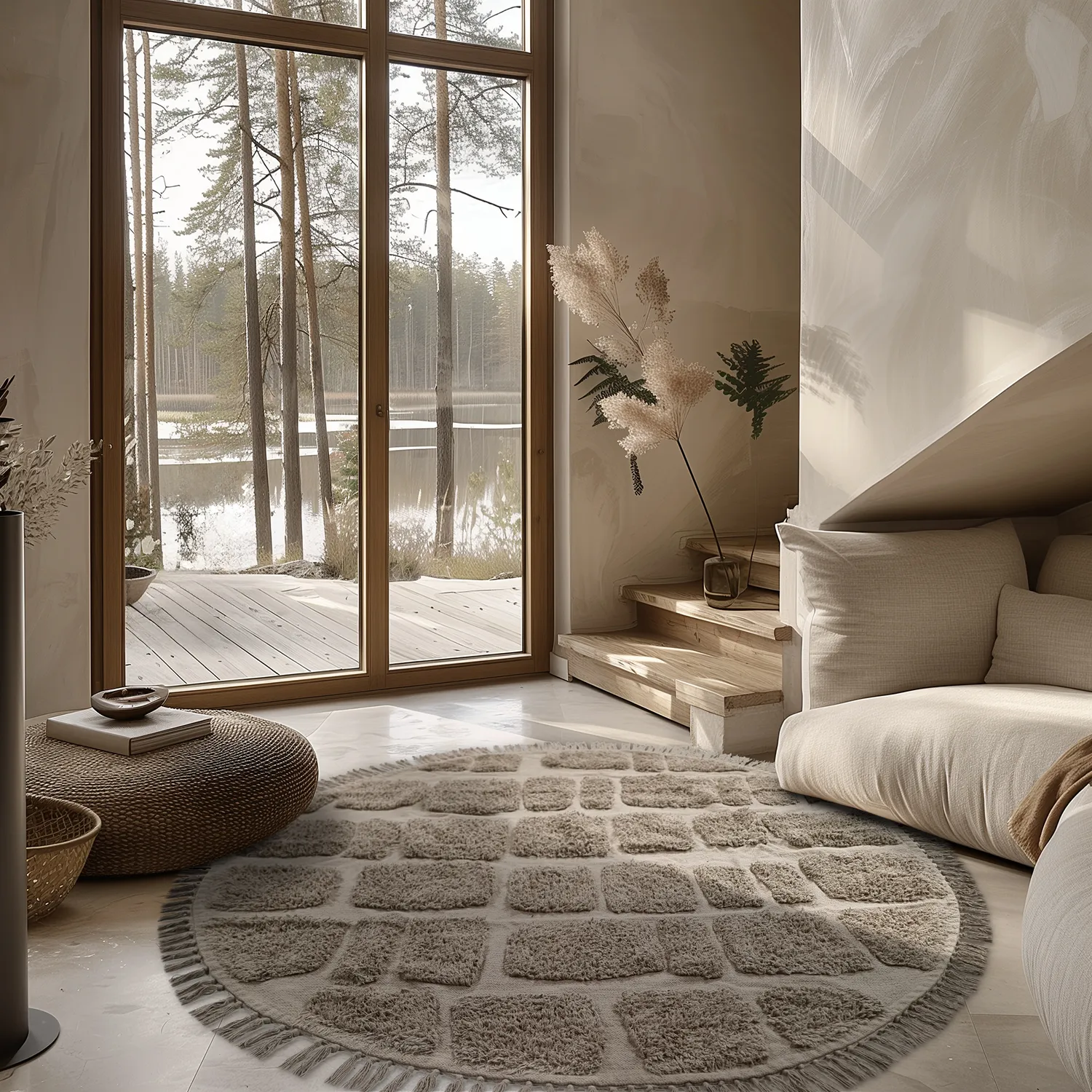 Runde tæpper - Salem Natural Cotton Shaggy (taupe)