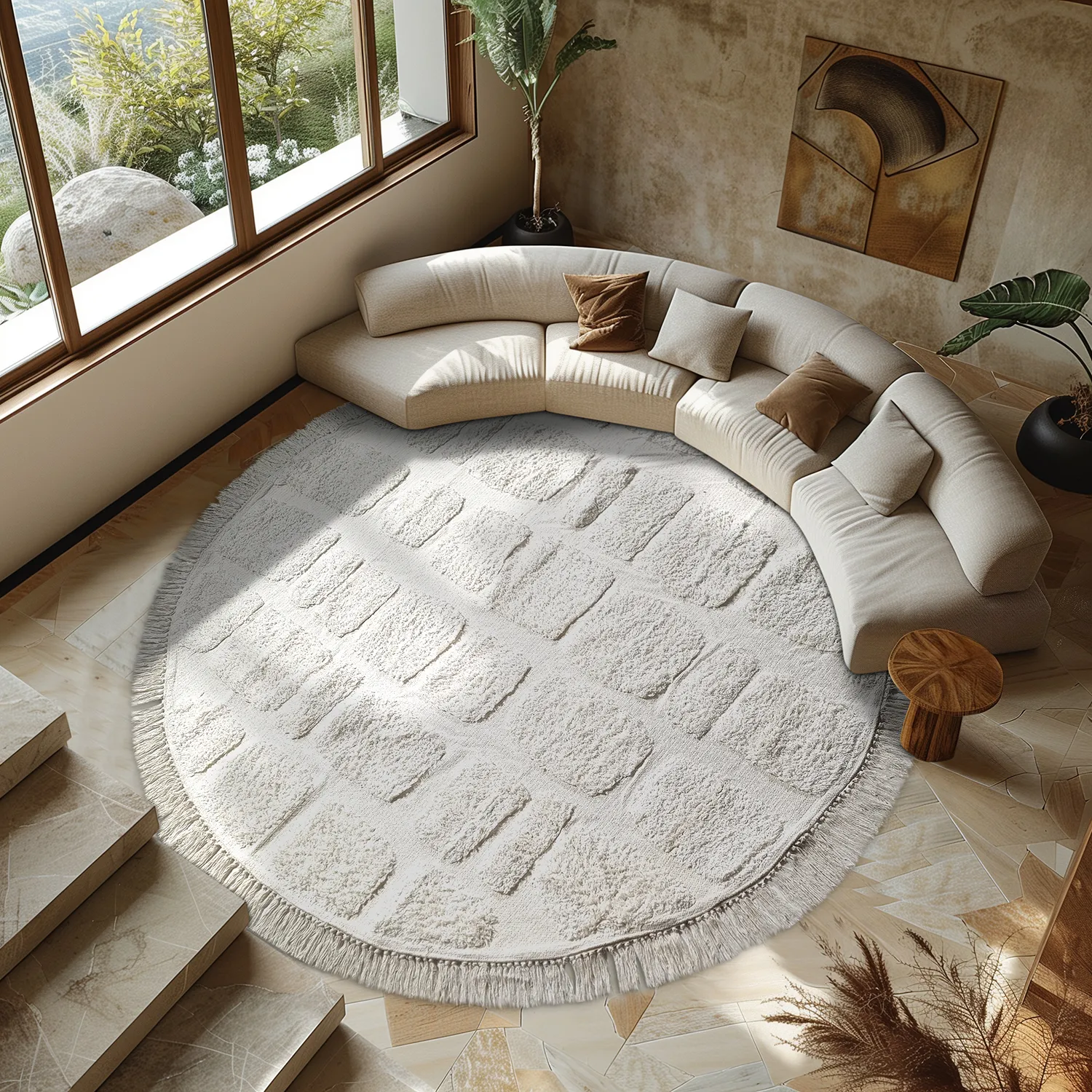 Runde tæpper - Salem Natural Cotton Shaggy (offwhite)