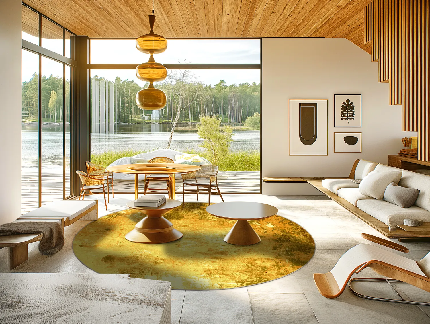 Rundt tæppe - Salitto (guld)