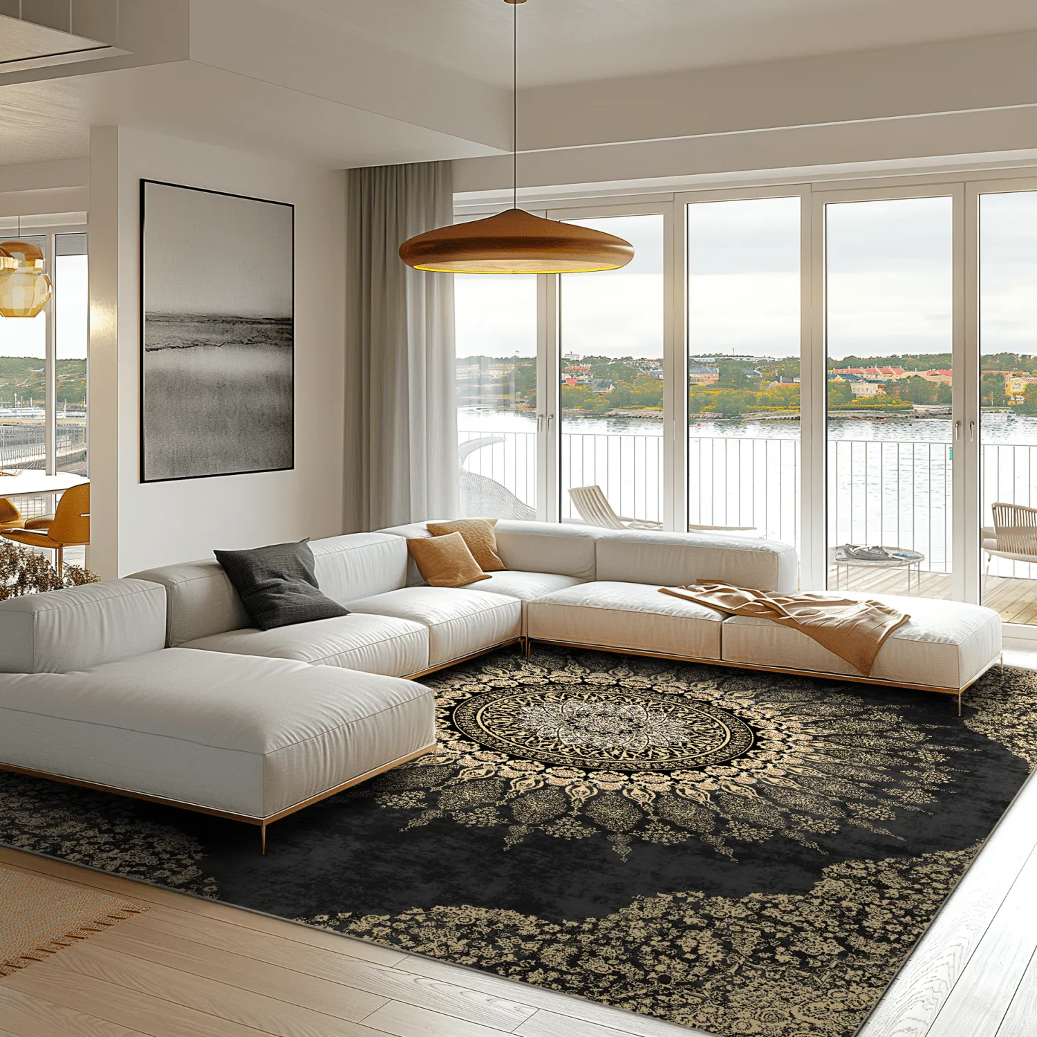 Wilton-tæppe - Sandrigo (sort/guld)