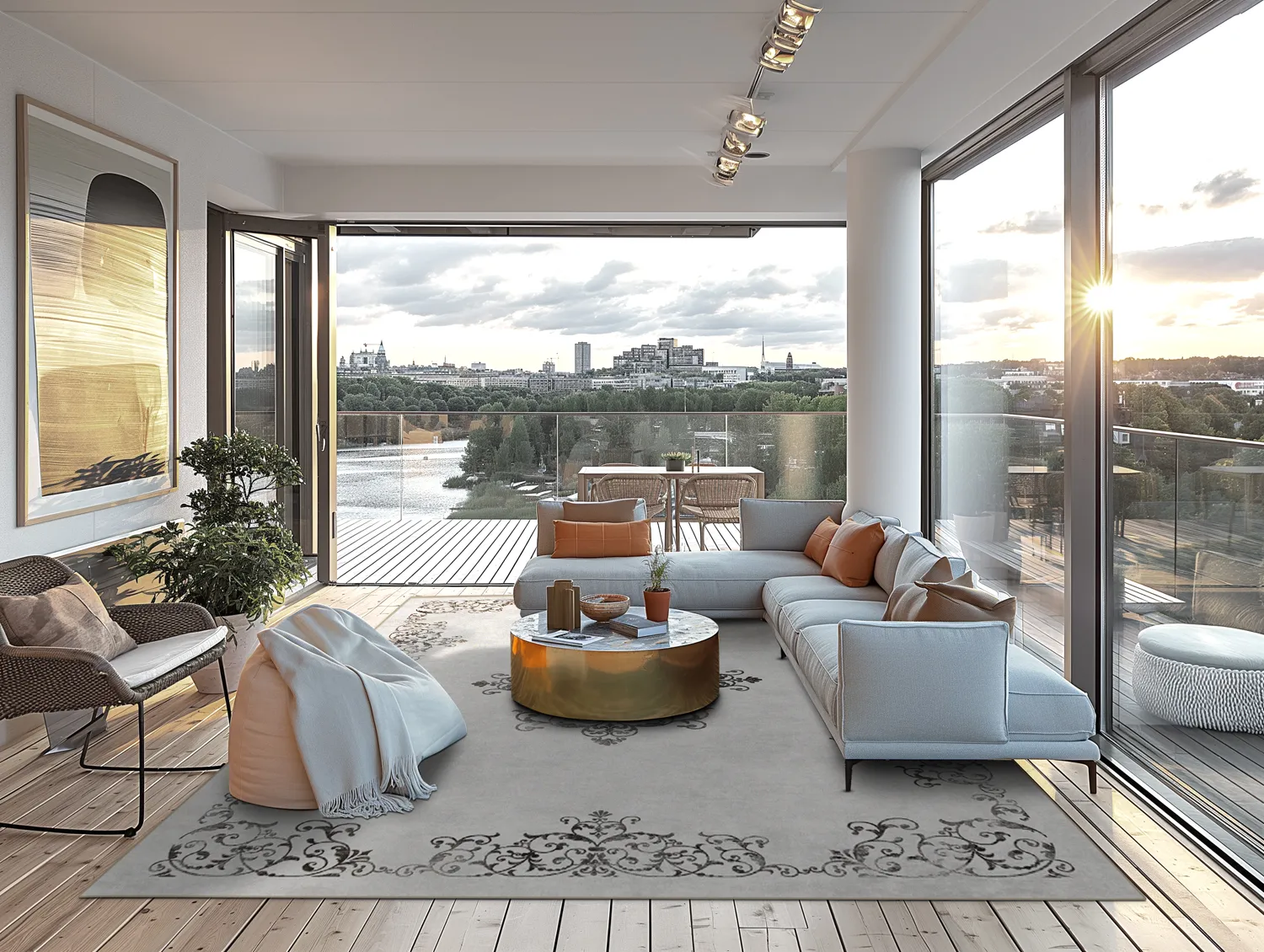 Wilton-tæppe - Santi (hvid/sort)