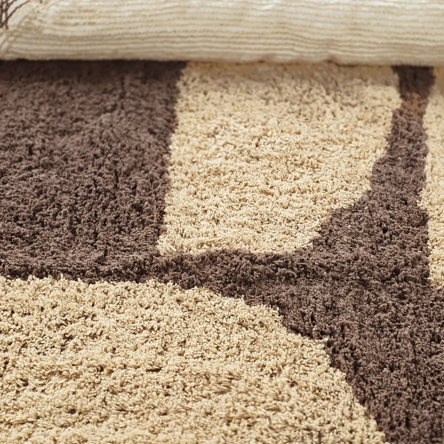 Rundt tæppe - Siberia Natural Cotton Shaggy (beige/brun)