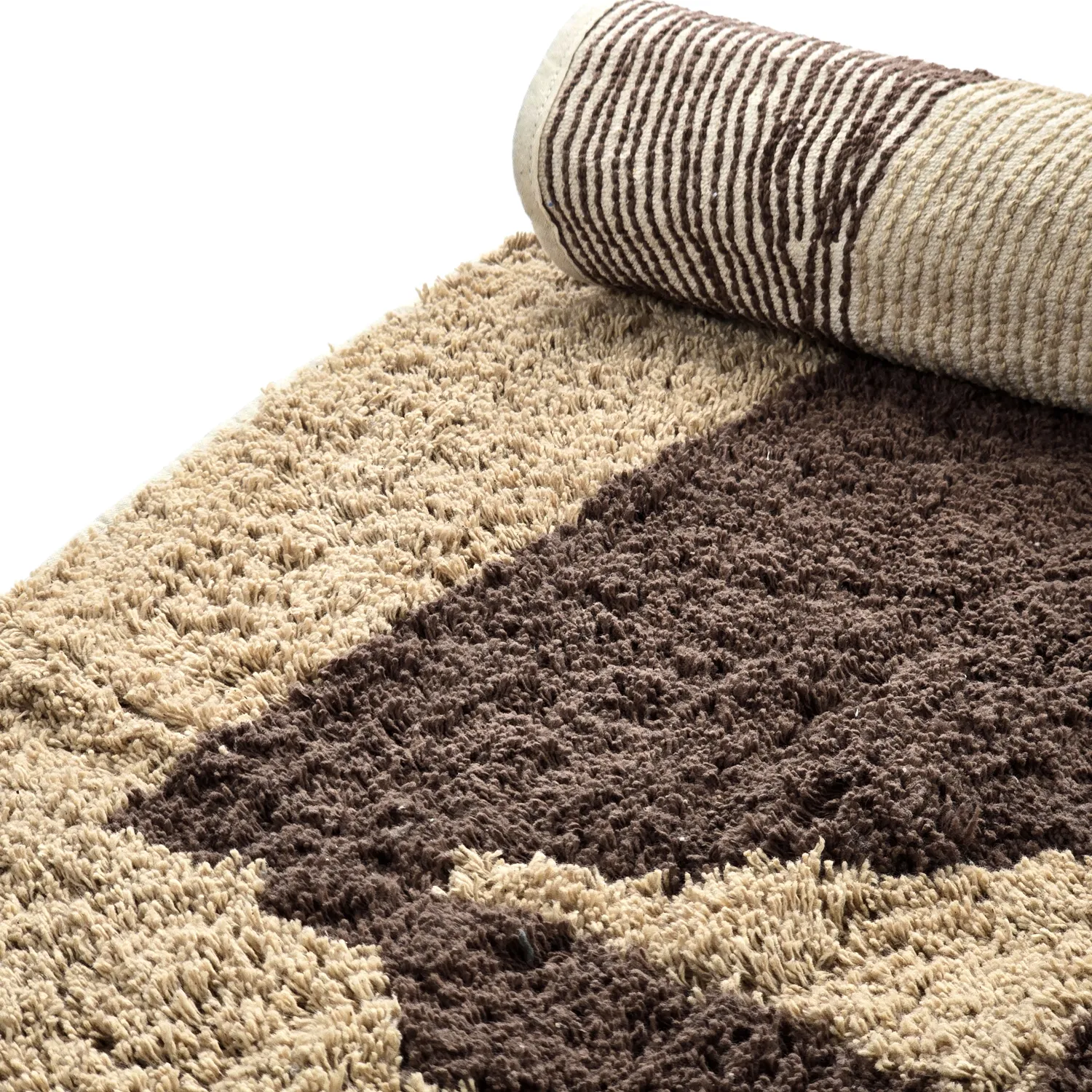 Rundt tæppe - Siberia Natural Cotton Shaggy (beige/brun)