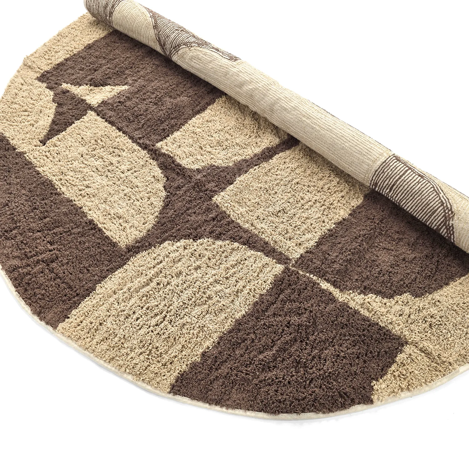 Rundt tæppe - Siberia Natural Cotton Shaggy (beige/brun)
