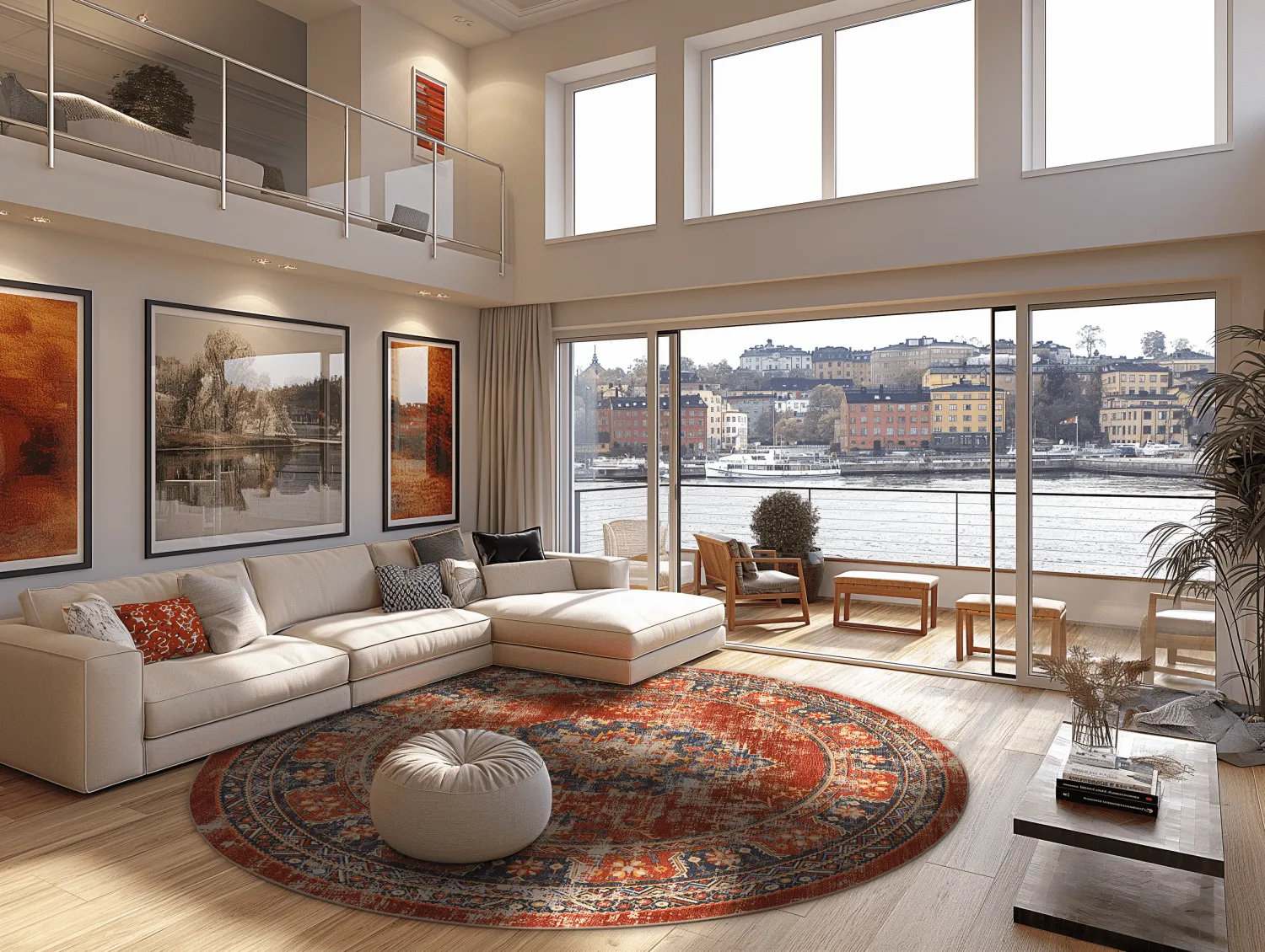 Rundt tæppe - Soussi (rød/multi)