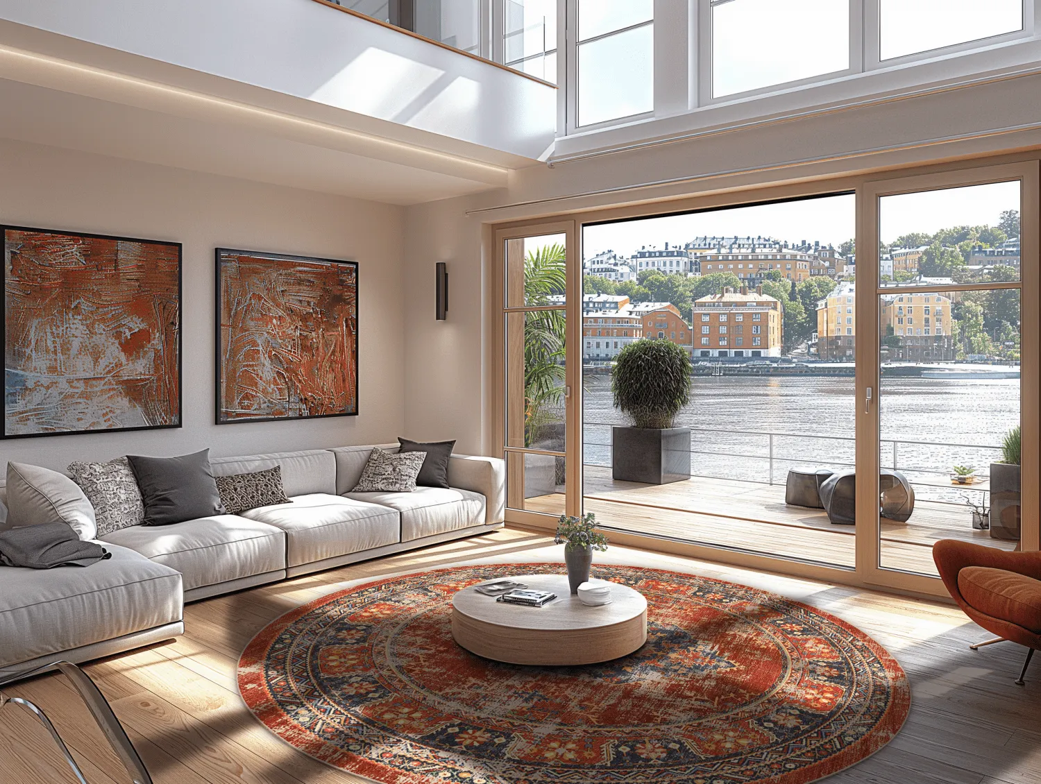 Rundt tæppe - Soussi (rød/multi)