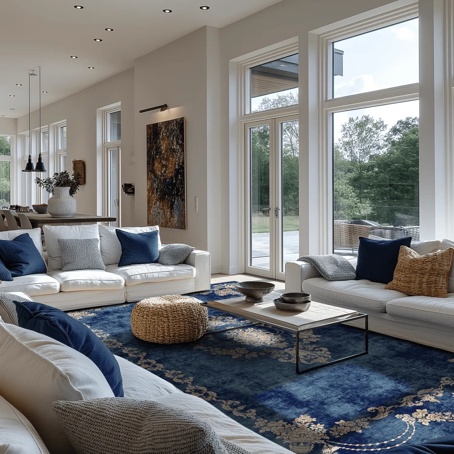 Wilton-tæppe - Taknis (blå)