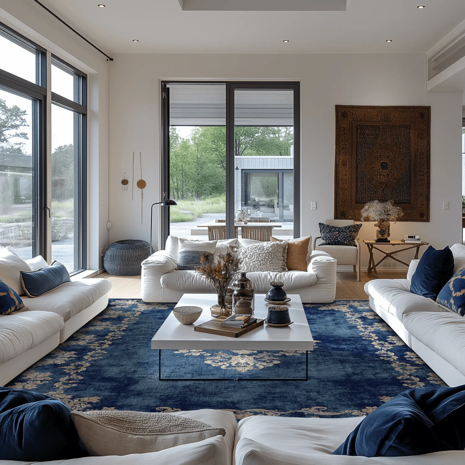 Wilton-tæppe - Taknis (blå)