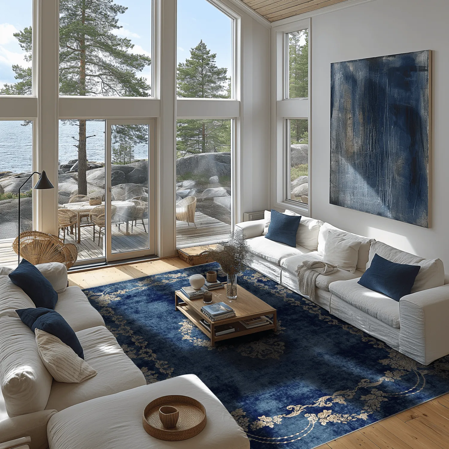 Wilton-tæppe - Taknis (blå)