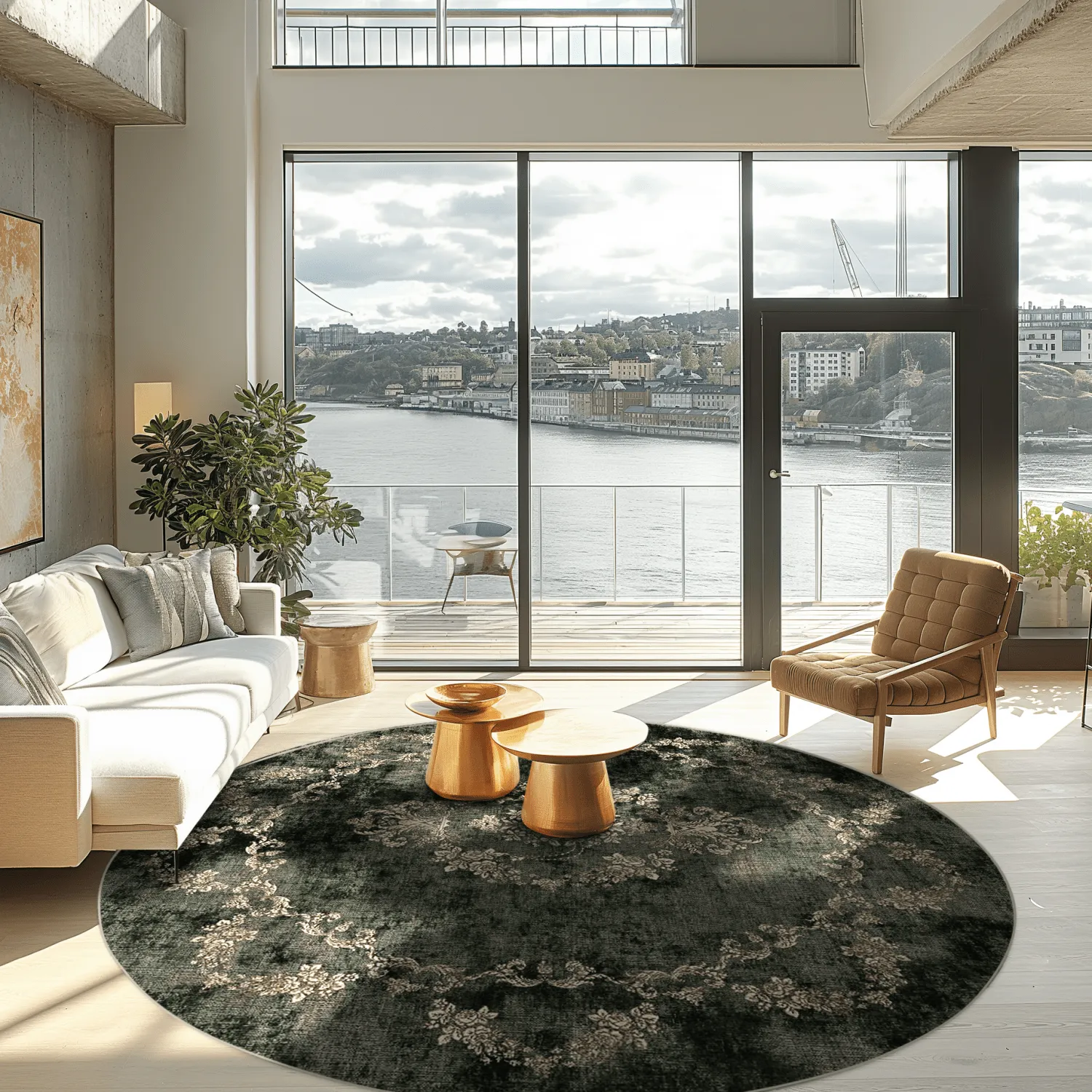 Rundt tæppe - Taknis (mørkegrøn)