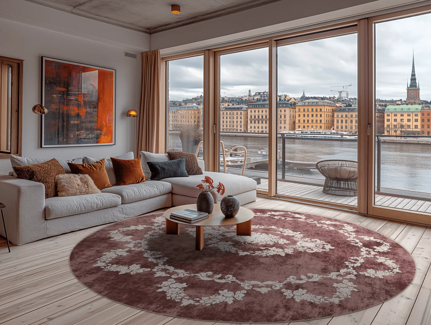 Rundt tæppe - Taknis (rød)