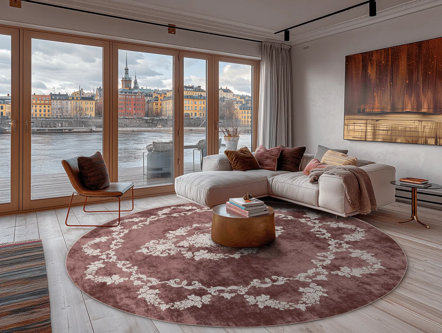 Rundt tæppe - Taknis (rød)