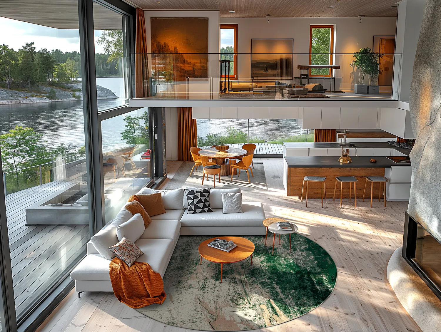 Rundt tæppe - Tamalous (beige/grøn)