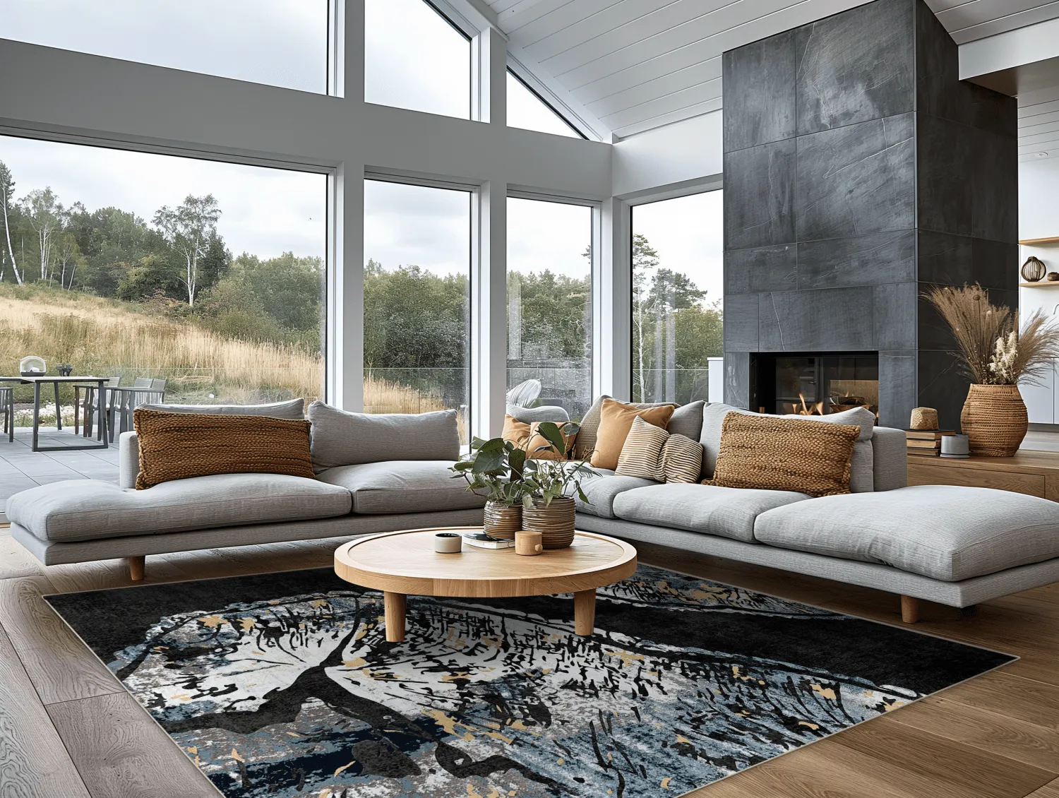 Wilton-tæppe - Tamsim (sort/multi)