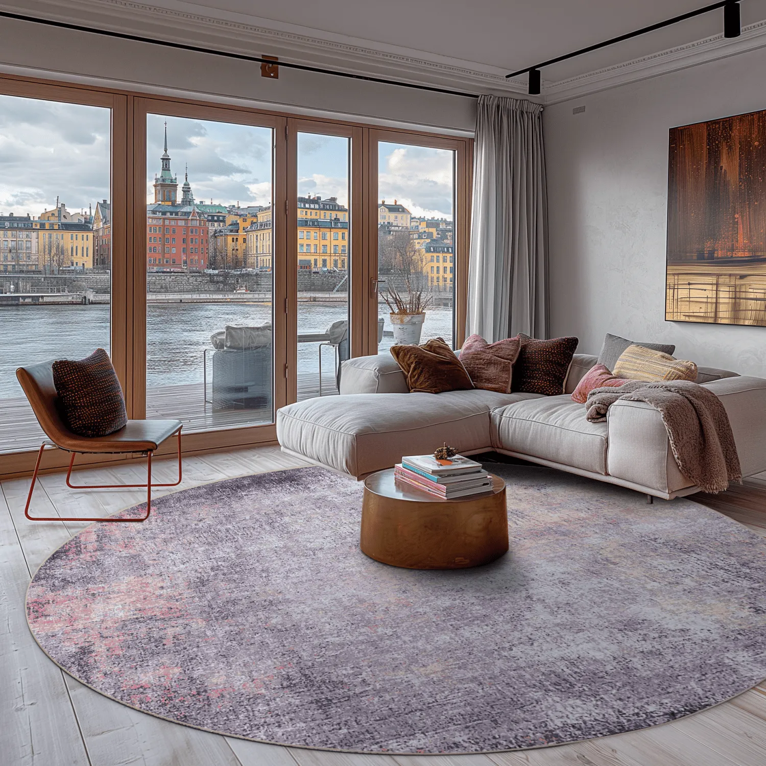 Rundt tæppe - Tarnos (lila)