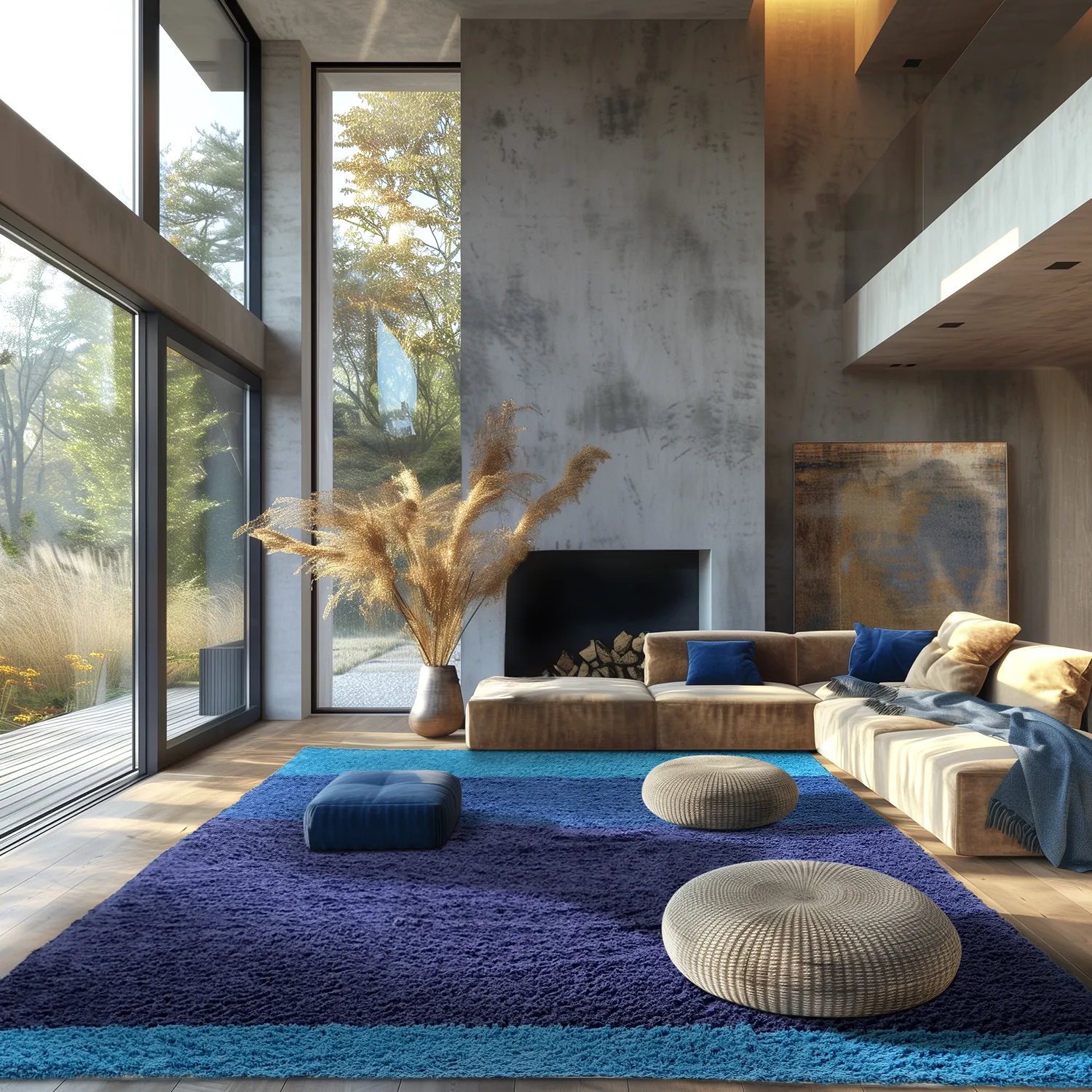 Ryatæpper - Taro Natural Cotton Shaggy (blå)