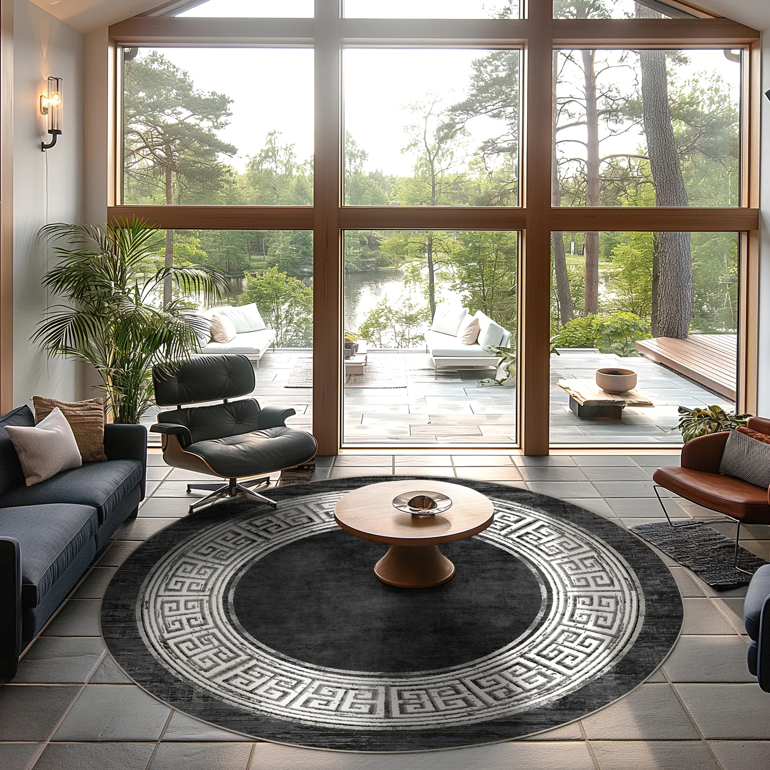 Rundt tæppe - Tilos (sort/hvid)