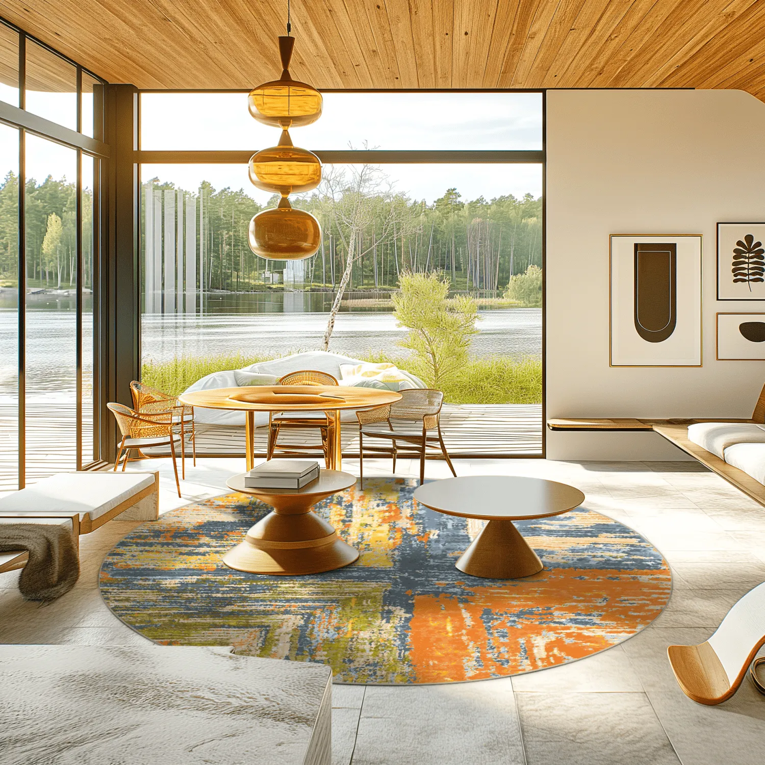 Rundt tæppe - Tizzano (orange/multi)