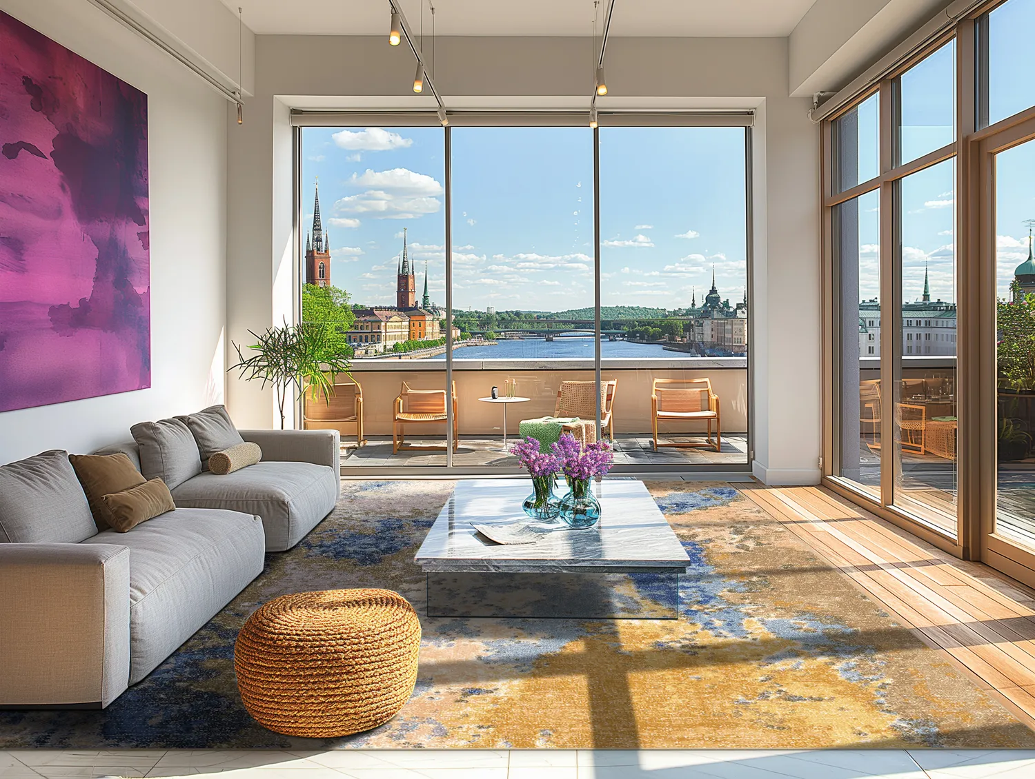 Wilton-tæppe - Travale (grå/blå/multi)