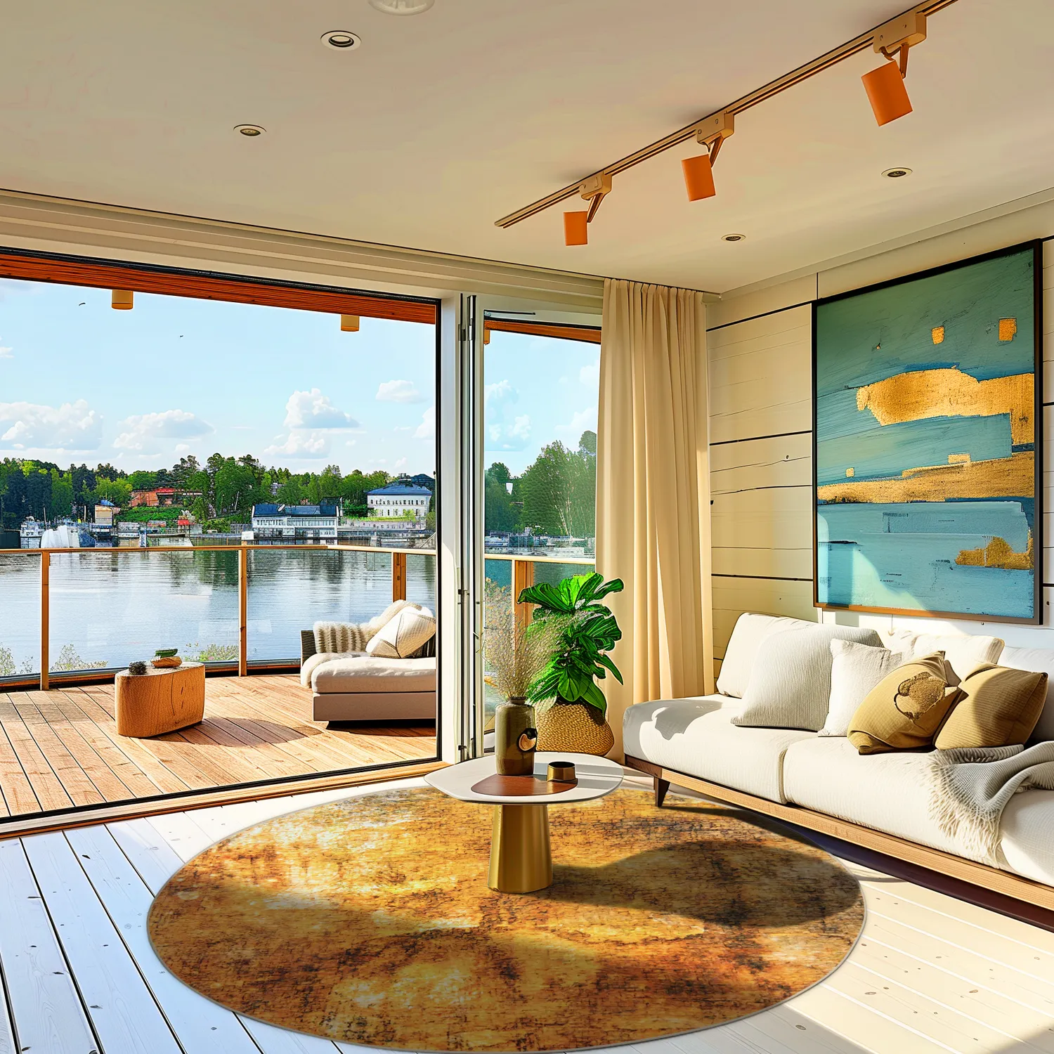 Rundt tæppe - Tremes (guld)