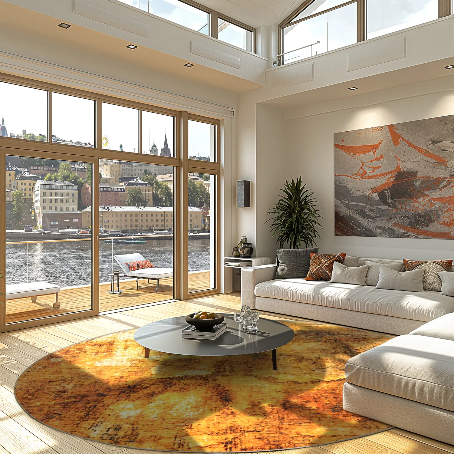 Rundt tæppe - Tremes (guld)