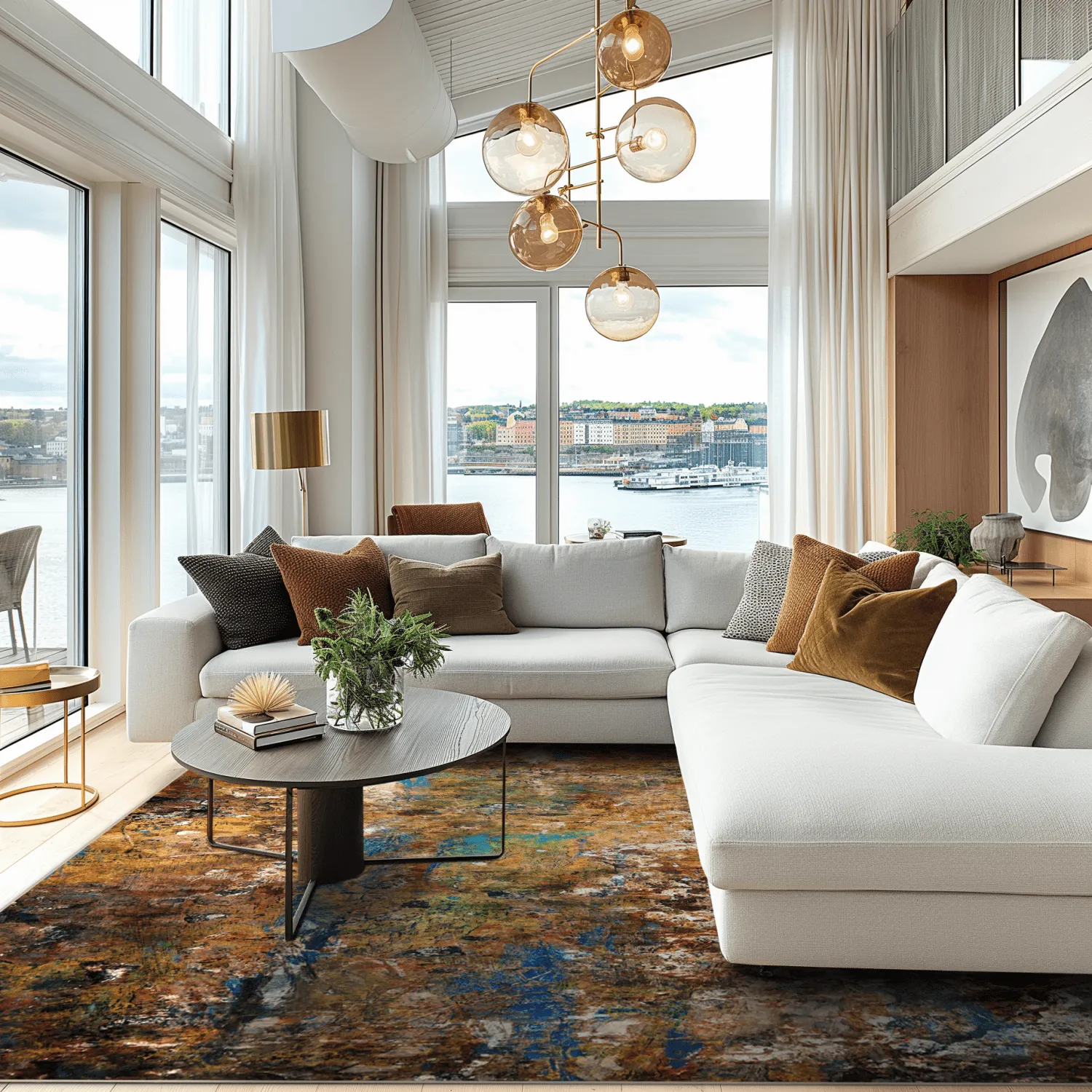 Wilton-tæppe - Trepito (brun/blå/multi)