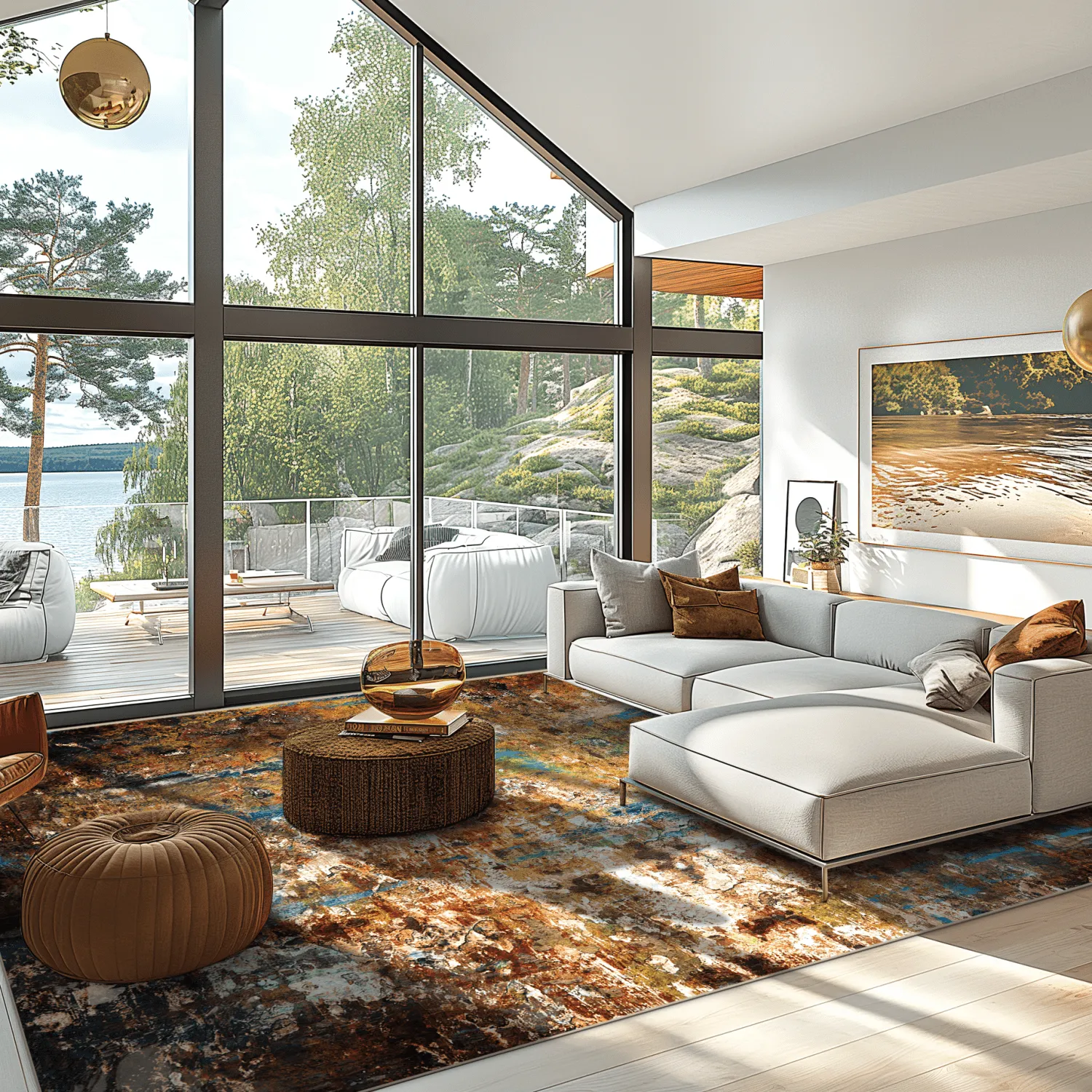 Wilton-tæppe - Trepito (brun/blå/multi)