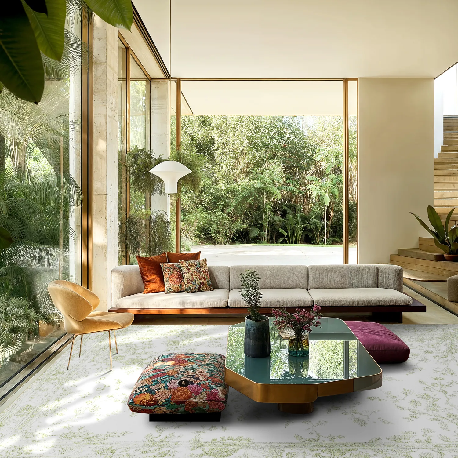 Wilton-tæppe - Tulum (lysegrøn/hvid)