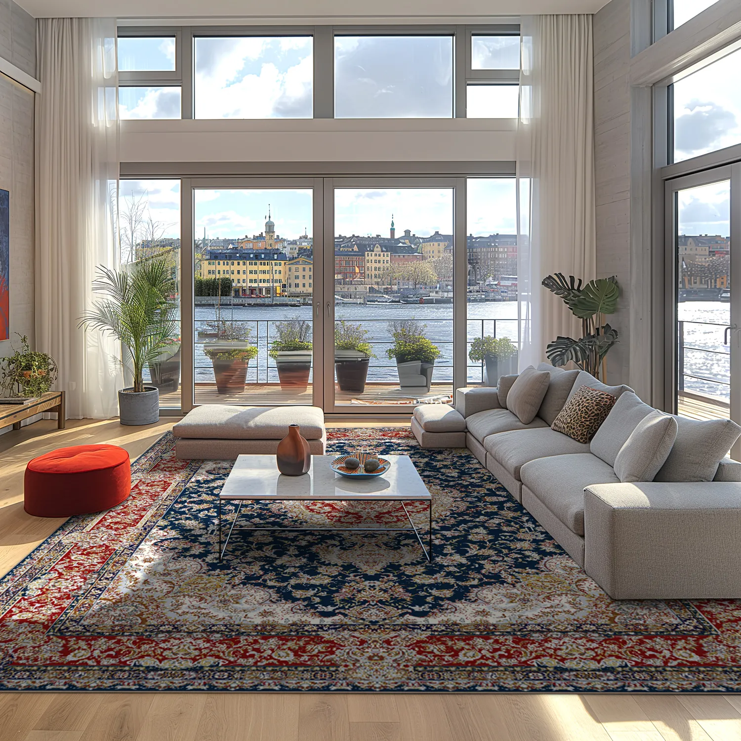 Wilton-tæppe - Vakifli (blå/multi)