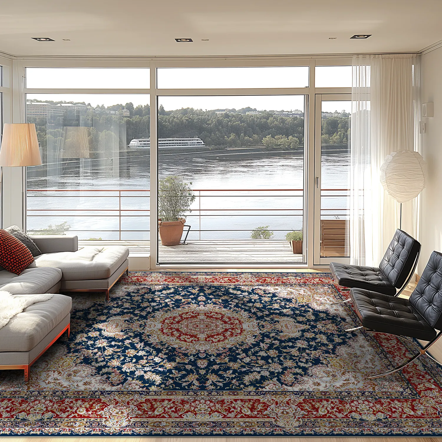 Wilton-tæppe - Vakifli (blå/multi)