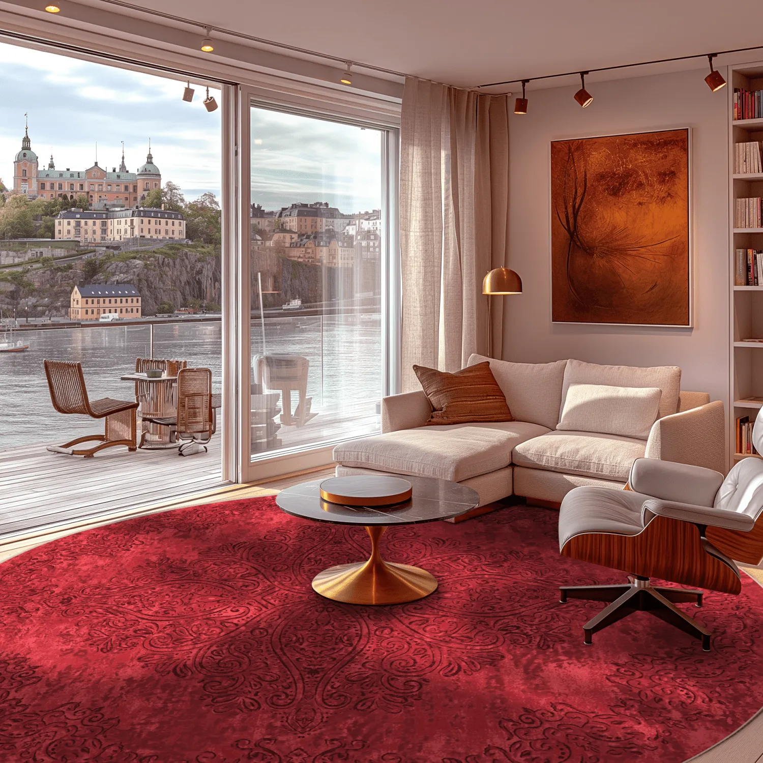 Rundt tæppe - Valenza (rød)