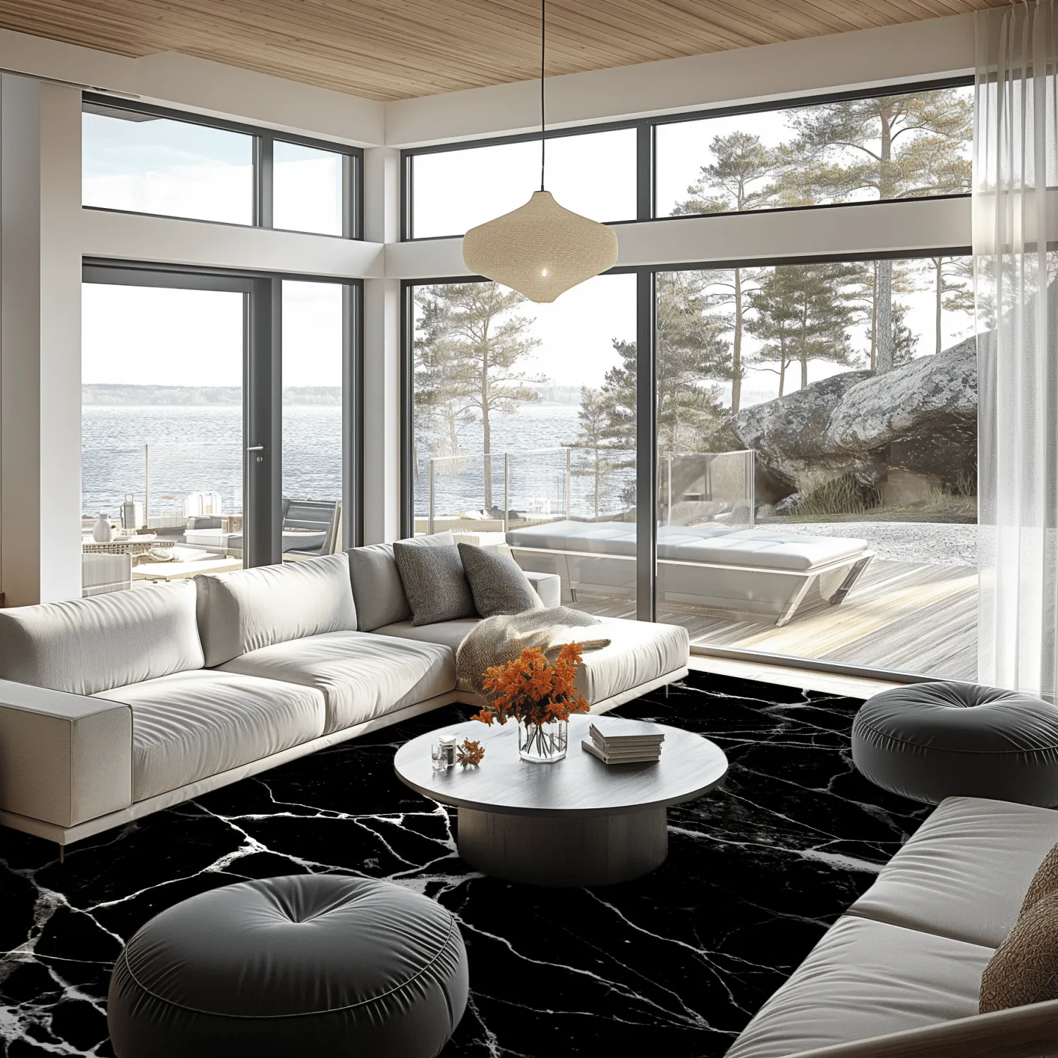 Wilton-tæppe - Vieste (sort/hvid)