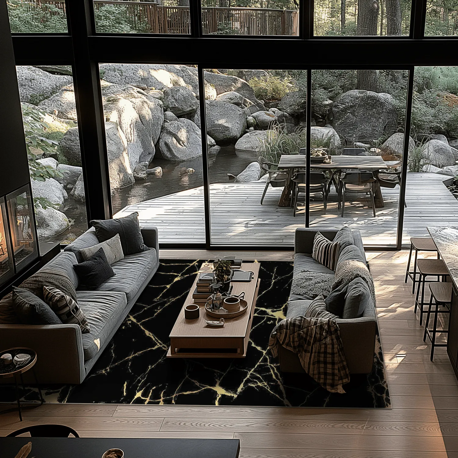 Wilton-tæppe - Vieste (sort/guld)