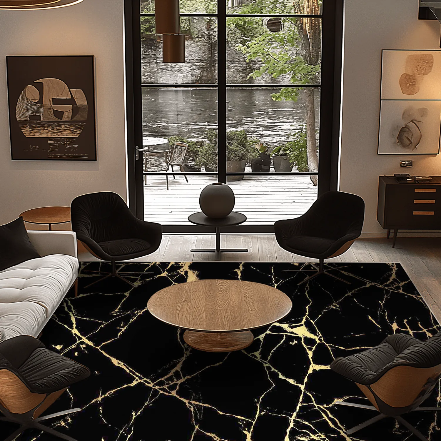 Wilton-tæppe - Vieste (sort/guld)