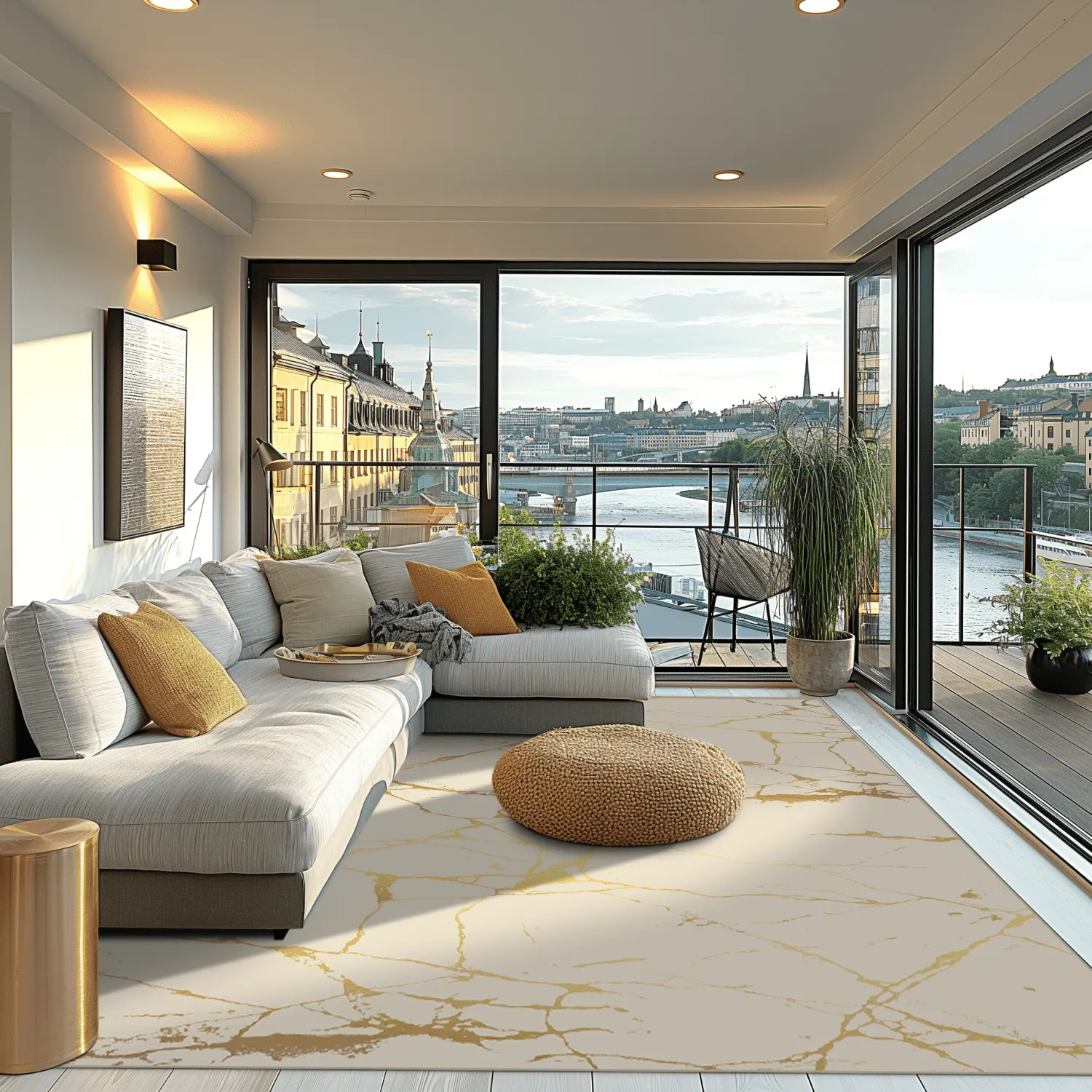 Wilton-tæppe - Vieste (beige/guld)