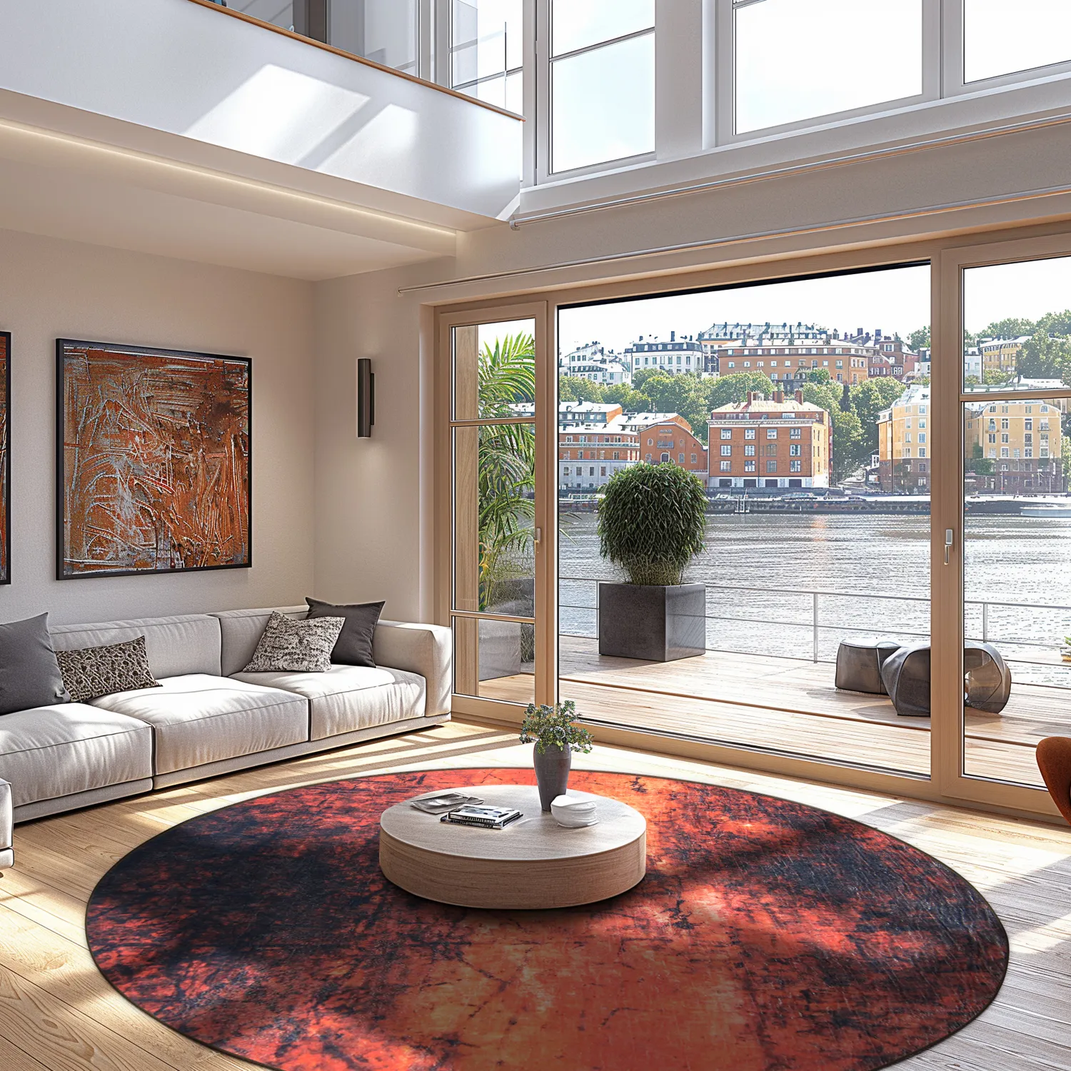 Rundt tæppe - Wells (orange)