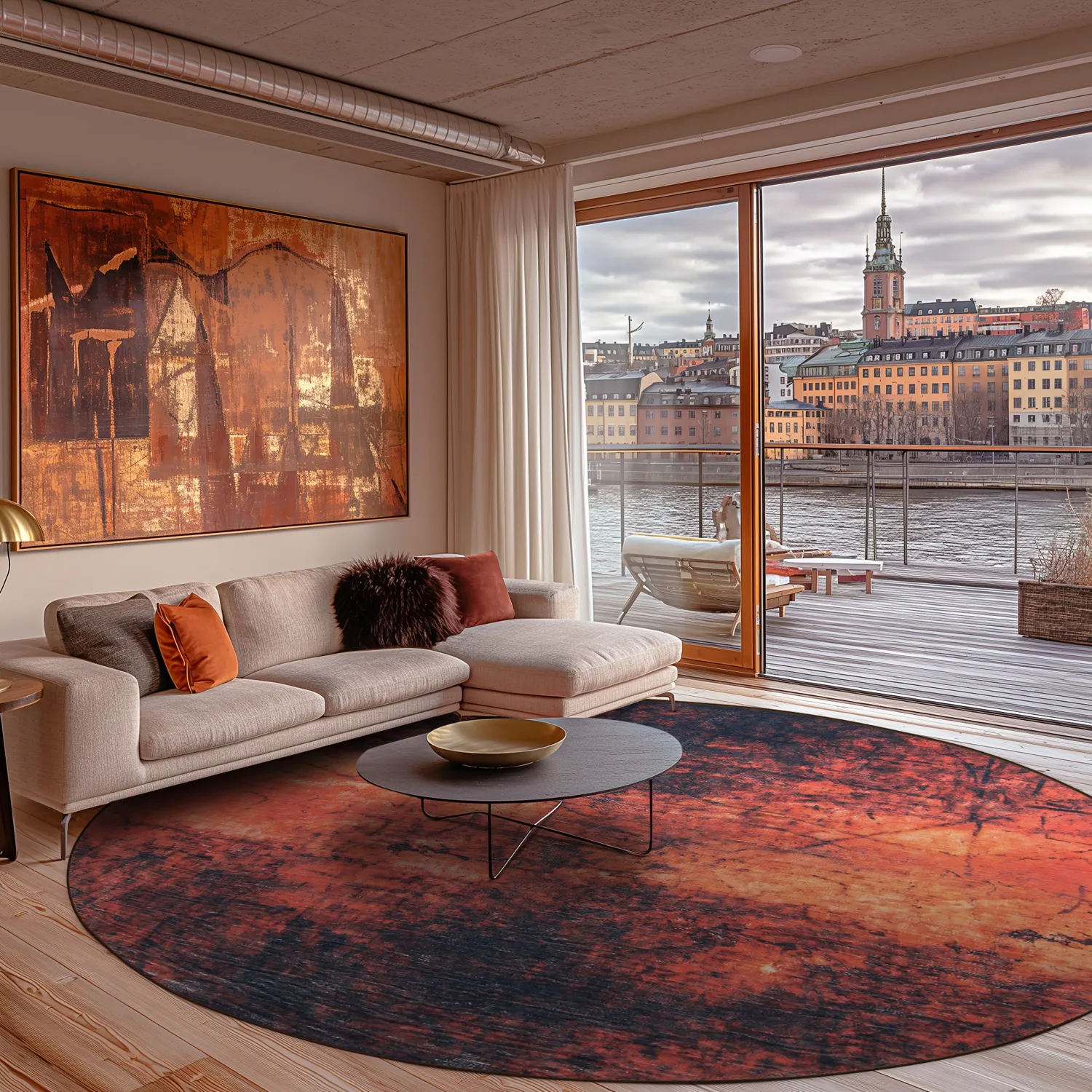 Rundt tæppe - Wells (orange)