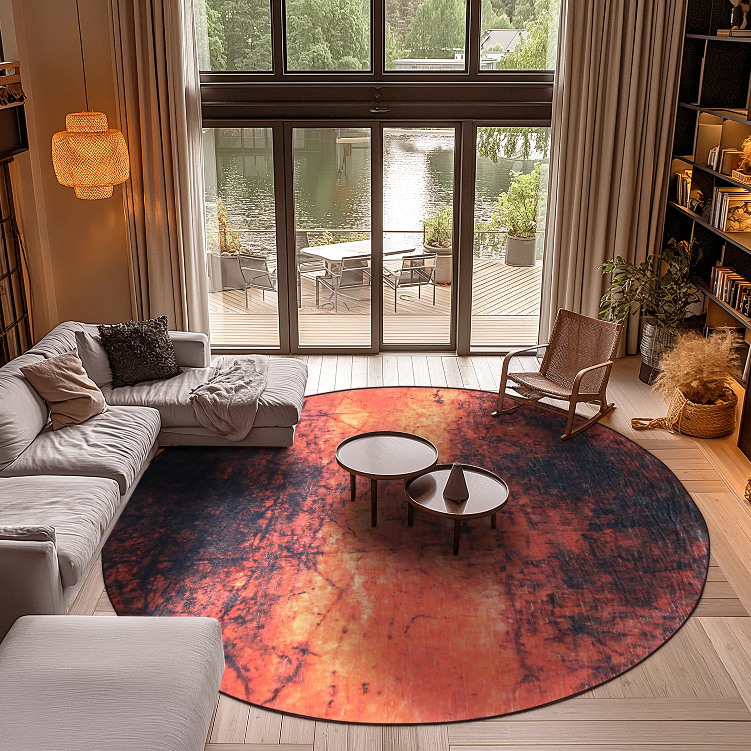 Rundt tæppe - Wells (orange)