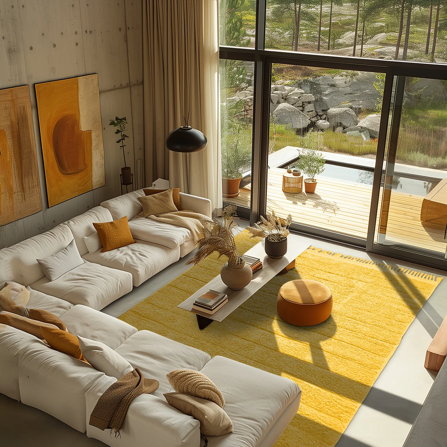 Ryatæpper - Willow Natural Cotton Shaggy (gul)