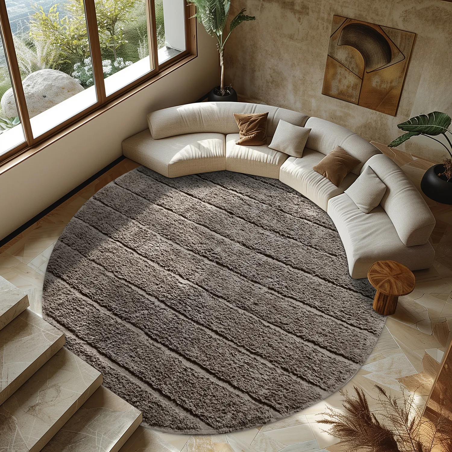 Runde tæpper - Willow Natural Cotton Shaggy (taupe)