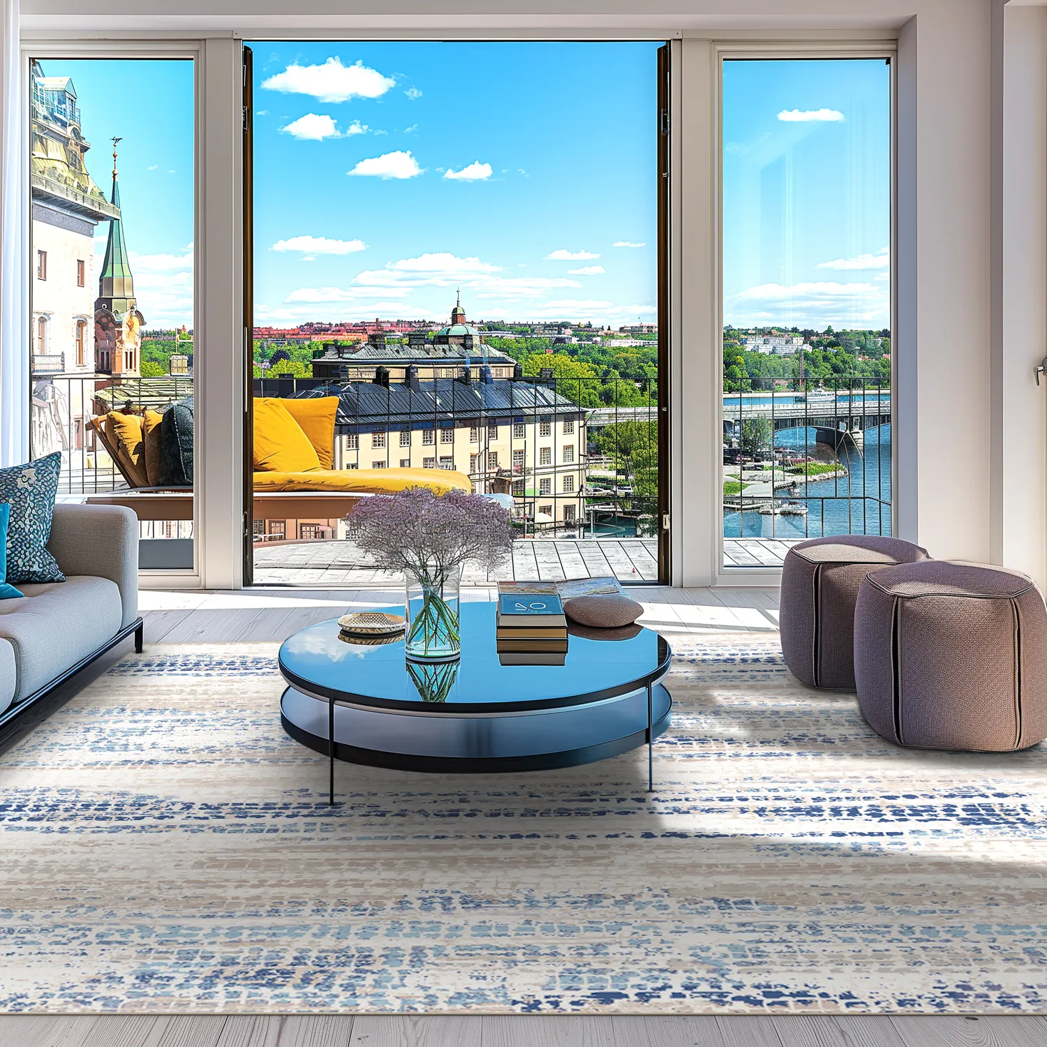 Wilton-tæppe - Yafran (blå)