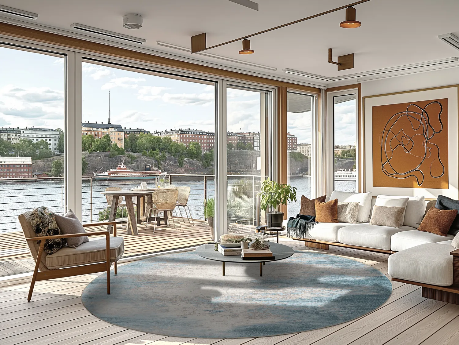 Rundt tæppe - Zarzi (blå)