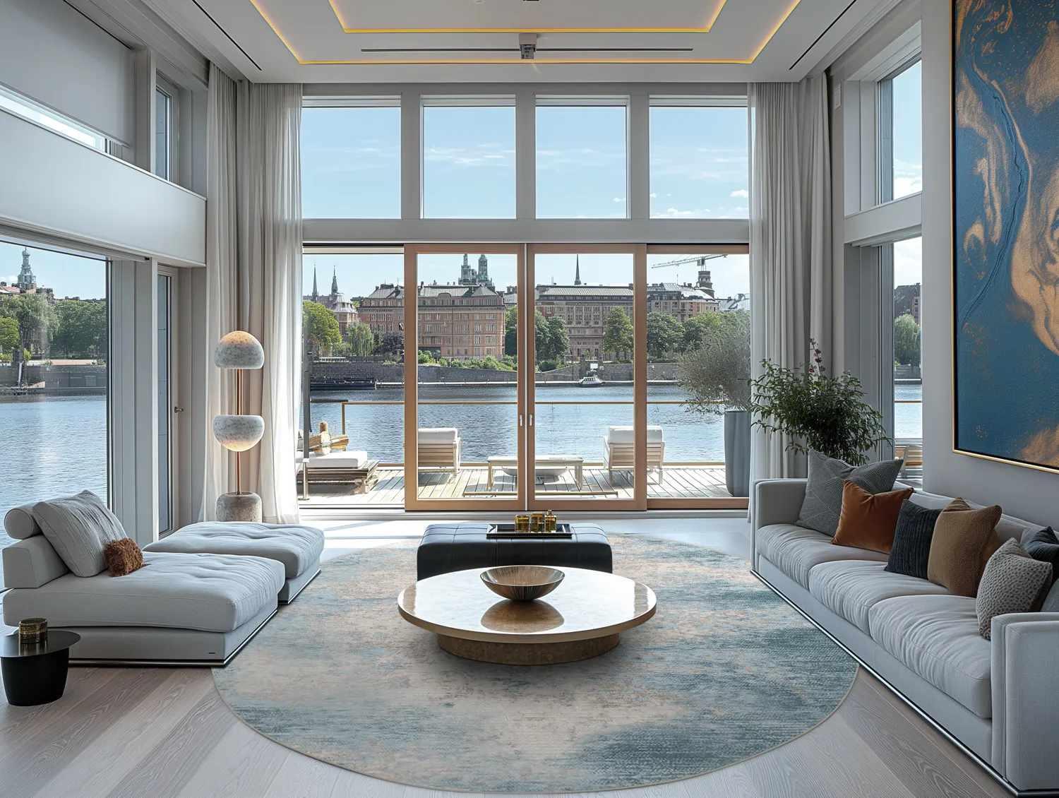 Rundt tæppe - Zarzi (blå)