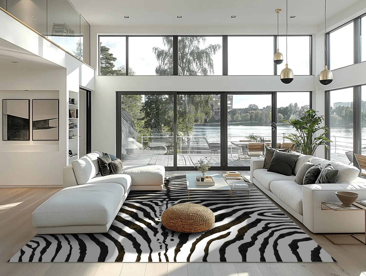 Wilton-tæppe - Zebra (sort/hvid)